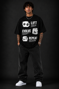 EVOLVE LIFT REPEAT™ Oversized Graphic Streetwear Tee – Black Edition