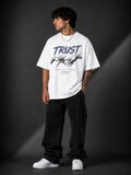 TRUST™ Oversized Graphic Streetwear Tee – White Edition