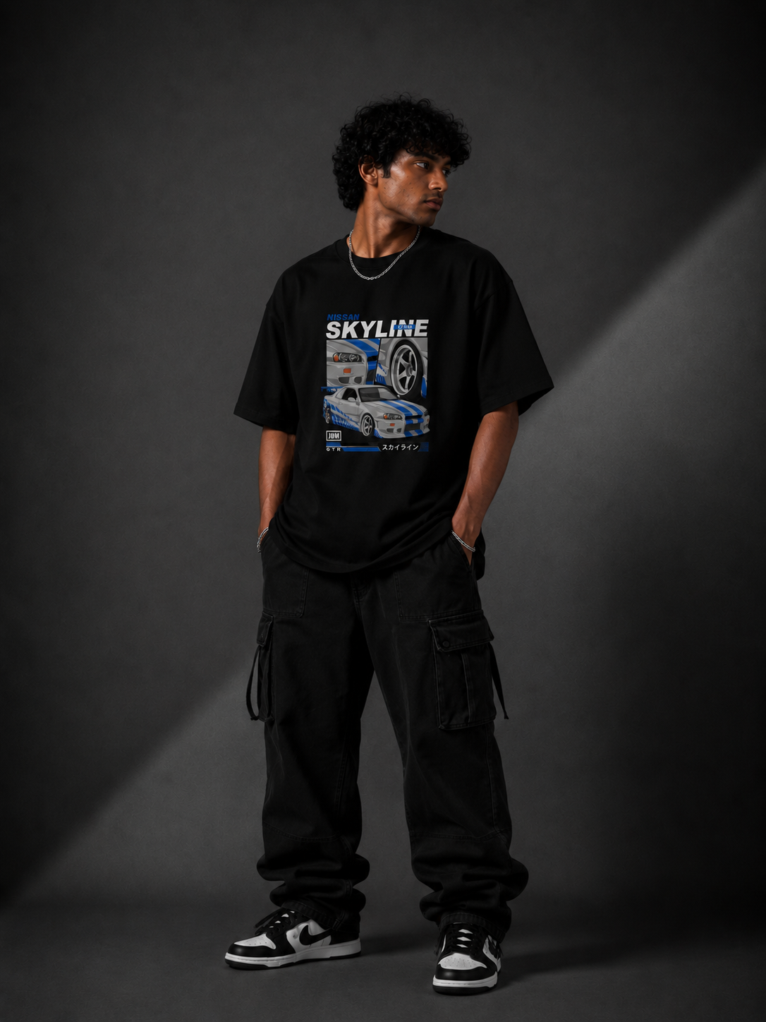 Skyline Drift Oversized Graphic T-Shirt – Black