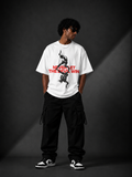 NEVER LET THE DEVIL WIN™ Oversized Graphic Streetwear Tee – White Edition