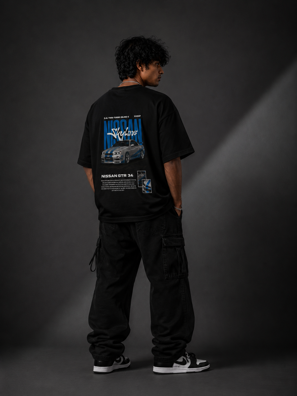 Skyline Drift Oversized Graphic T-Shirt – Black