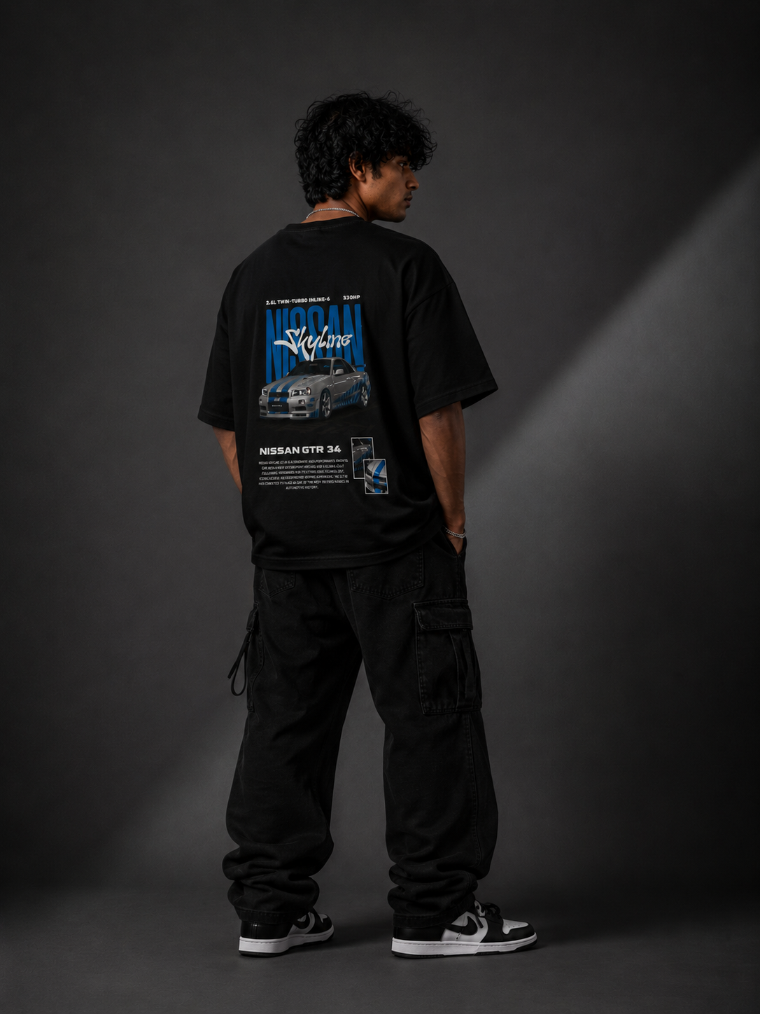 Skyline Drift Oversized Graphic T-Shirt – Black