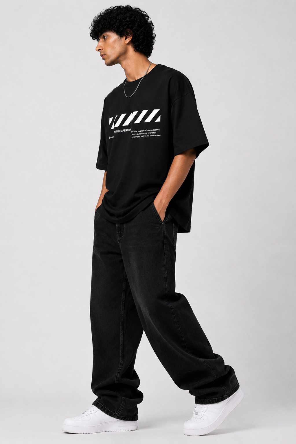 StitchVaults™ Human Being Minimal Oversized Graphic T-Shirt for Men