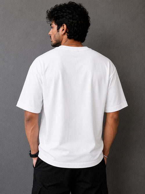 Hanuman "The Warrior Monk" White Oversized Graphic T-Shirt