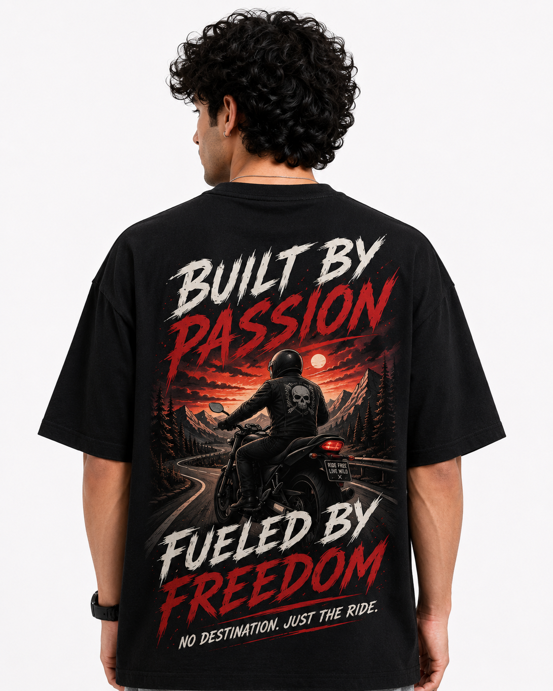 StitchVaults™ Built By Passion Fueled By Freedom Oversized Biker T-Shirt for Men