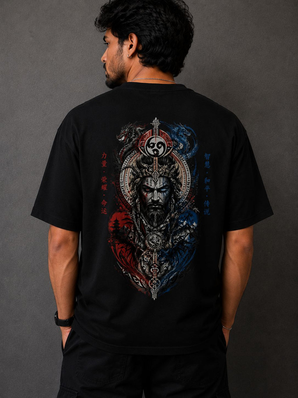 Shadow Warrior Samurai Oversized Graphic T-Shirt - Pitch Black