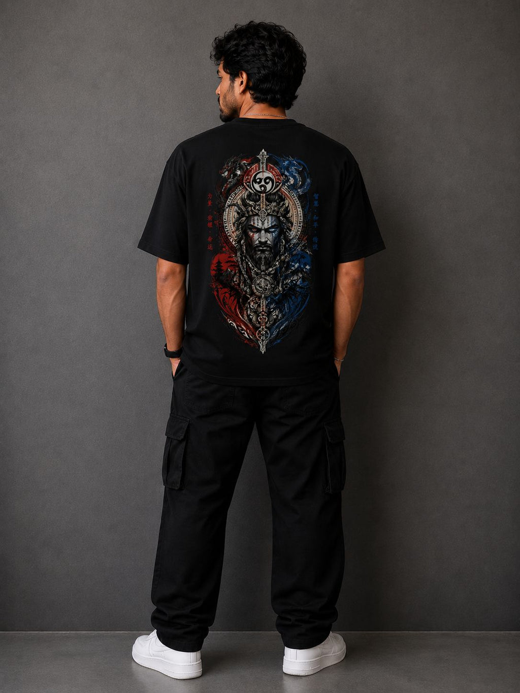 Shadow Warrior Samurai Oversized Graphic T-Shirt - Pitch Black