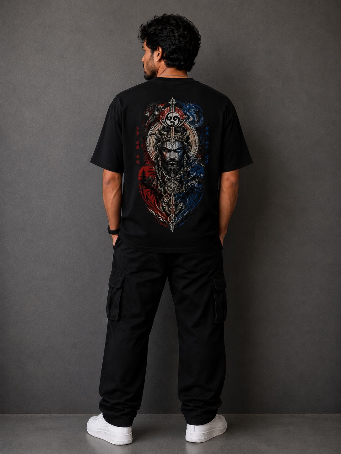 Shadow Warrior Samurai Oversized Graphic T-Shirt - Pitch Black