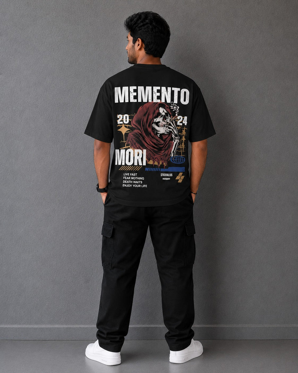 Memento Mori 2024 Streetwear Graphic - Grim Reaper Smoking Cigar