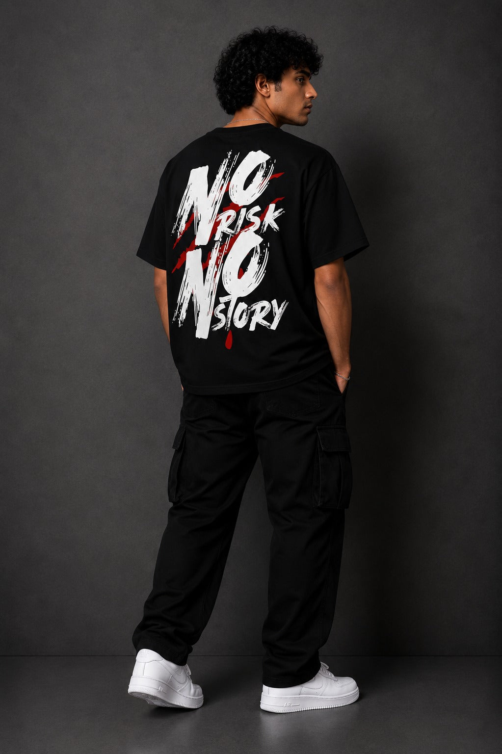 No Risk No Story Graphic T-Shirt – Bold Streetwear Attitude Tee for Men