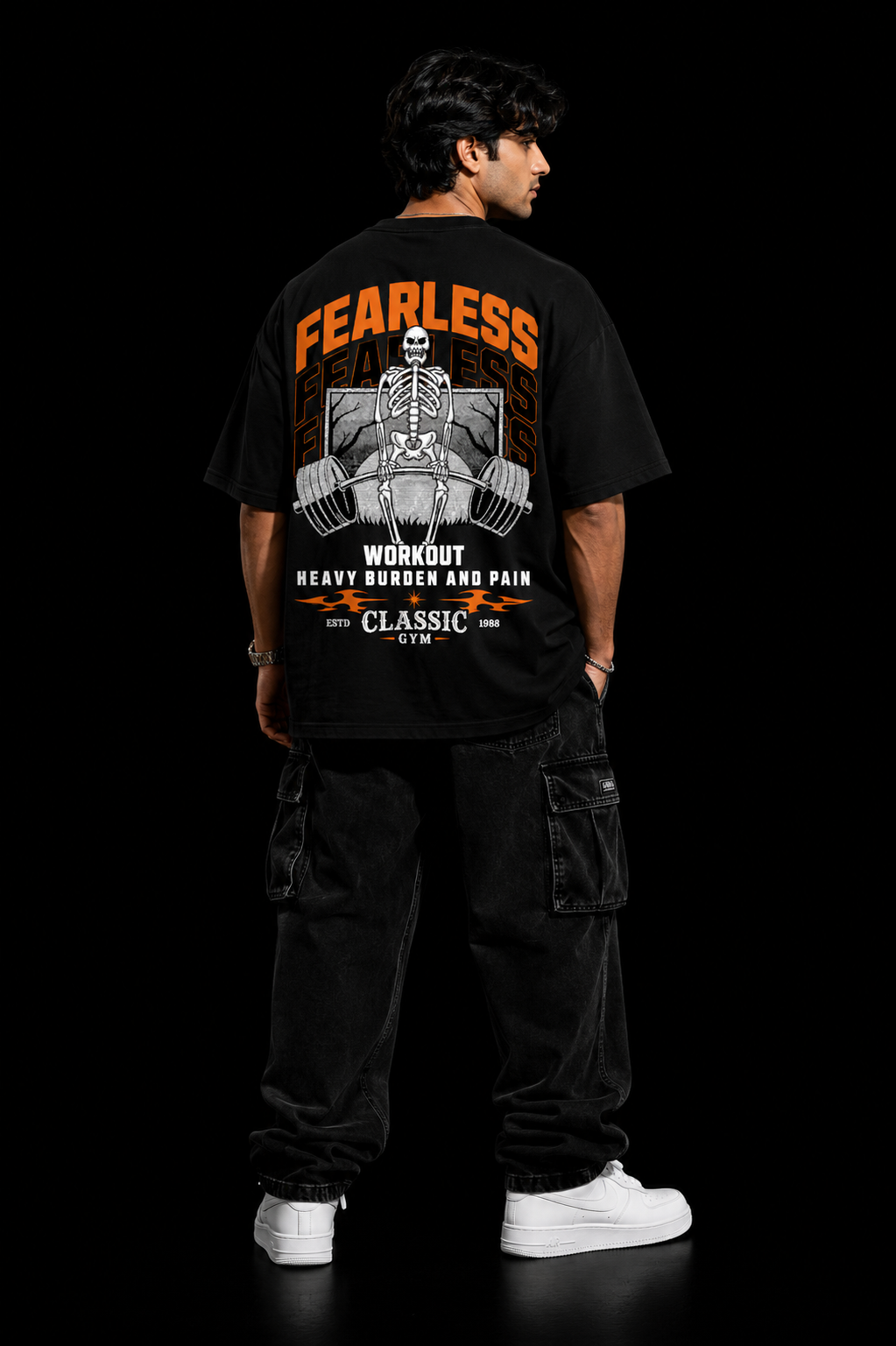StitchVaults™ Fearless Heavy Lifter Oversized Gym T-Shirt – No Pain No Excuses Edition