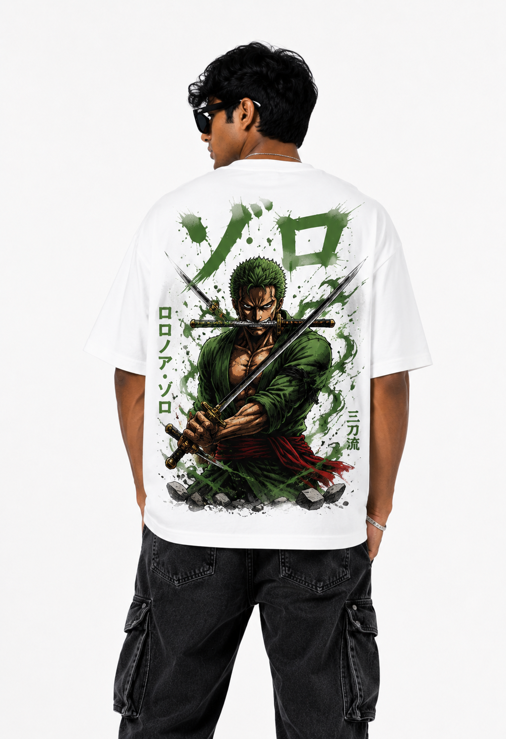 StitchVaults™ Zoro Shadow Warrior Oversized Anime T-Shirt for Men