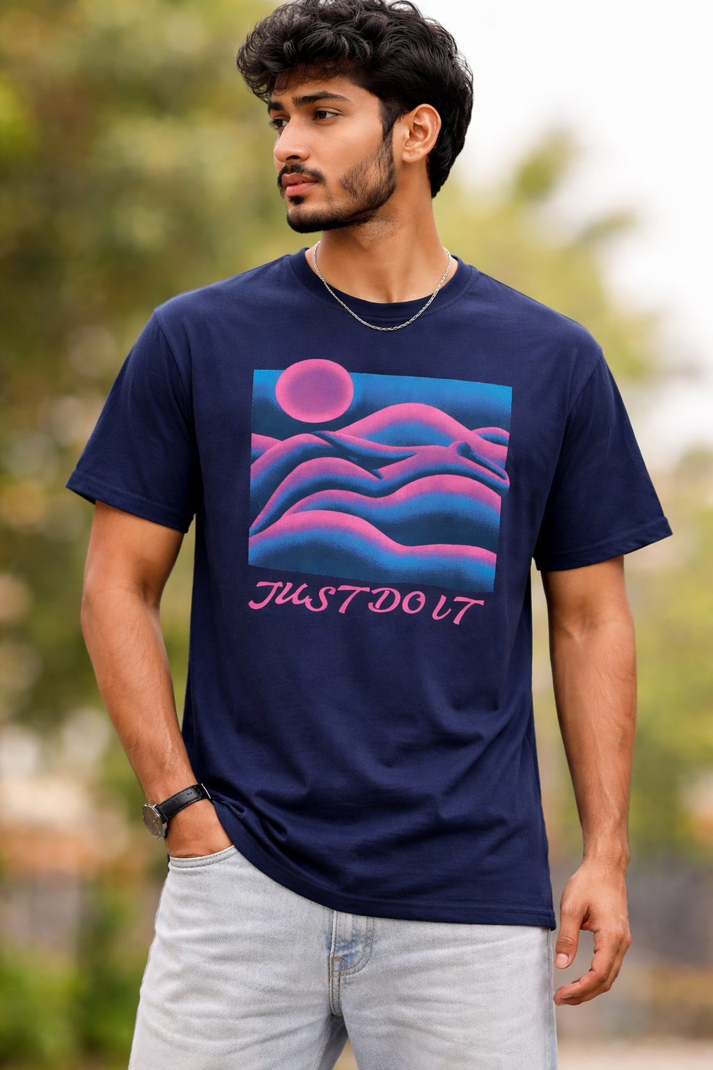 Neon Abstract Wave Graphic T-Shirt – Aesthetic Streetwear Tee