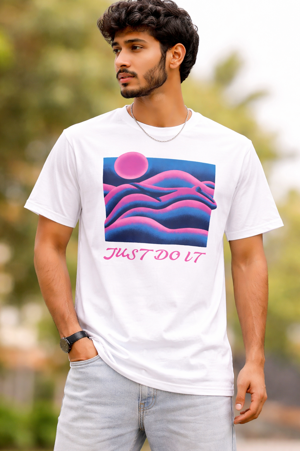 Neon Abstract Wave Graphic T-Shirt – Aesthetic Streetwear Tee