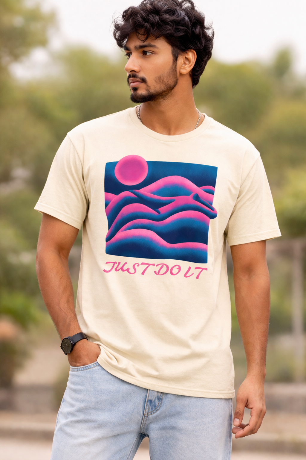 Neon Abstract Wave Graphic T-Shirt – Aesthetic Streetwear Tee
