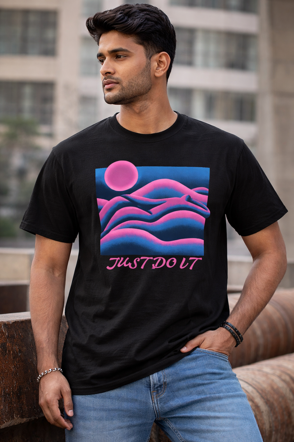 Neon Abstract Wave Graphic T-Shirt – Aesthetic Streetwear Tee