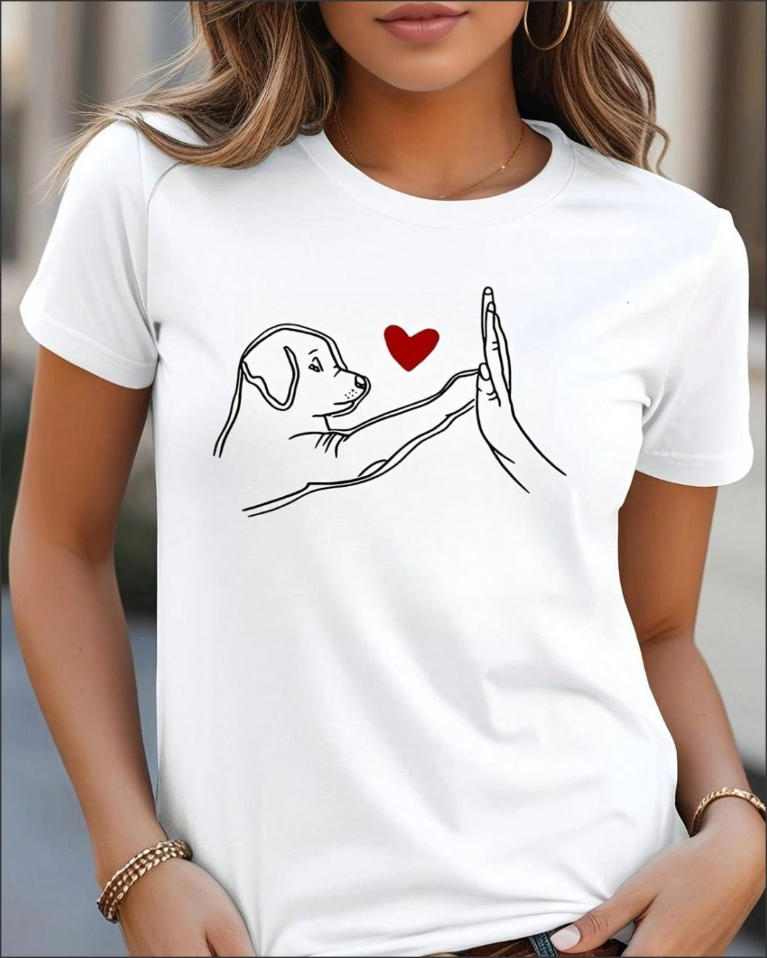 Cute Dog Love Graphic T-Shirt for Women - Minimal Pet Lover Tee by Stitchvaults