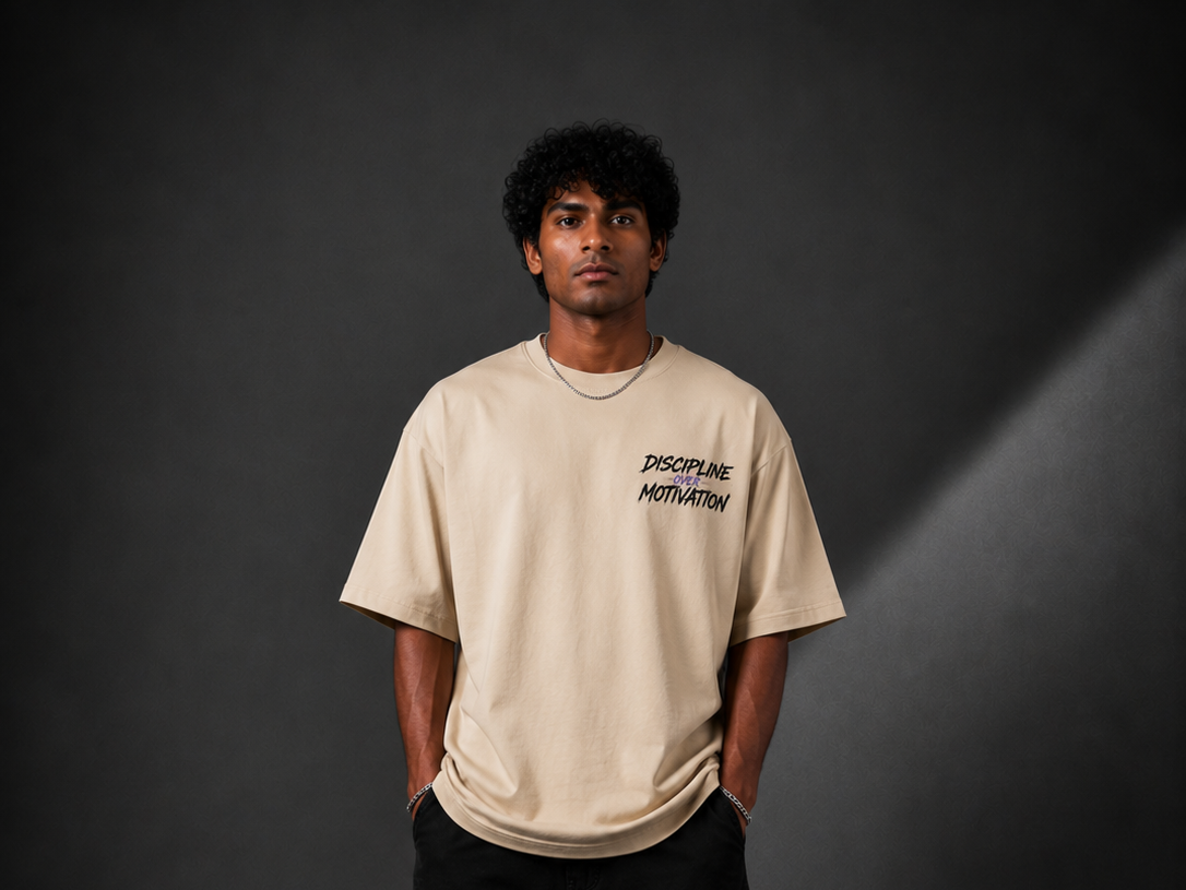StitchVaults™ Discipline Over Motivation Oversized Gym T-Shirt for Men