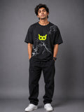 Akoom Black Oversized Unisex T-Shirt | Neon Graphic Streetwear Tee