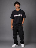 Strength Eagle Oversized Black T-Shirt for Men | Graphic Streetwear Back Print Tee
