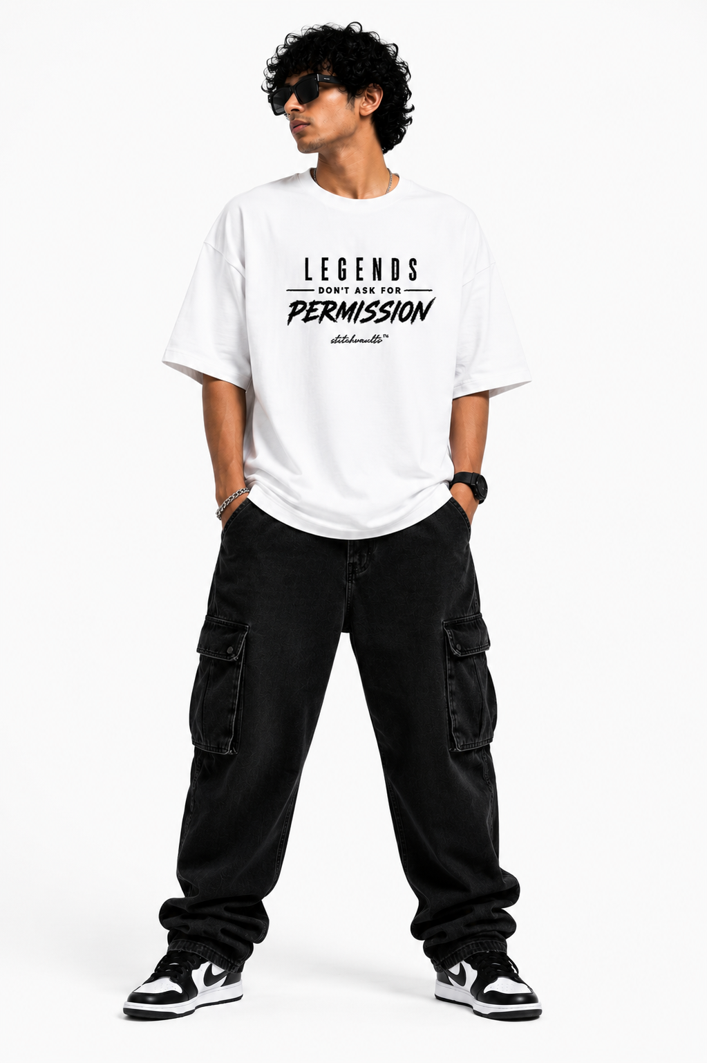 StitchVaults™ Legends Don't Ask for Permission Oversized Typography T-Shirt