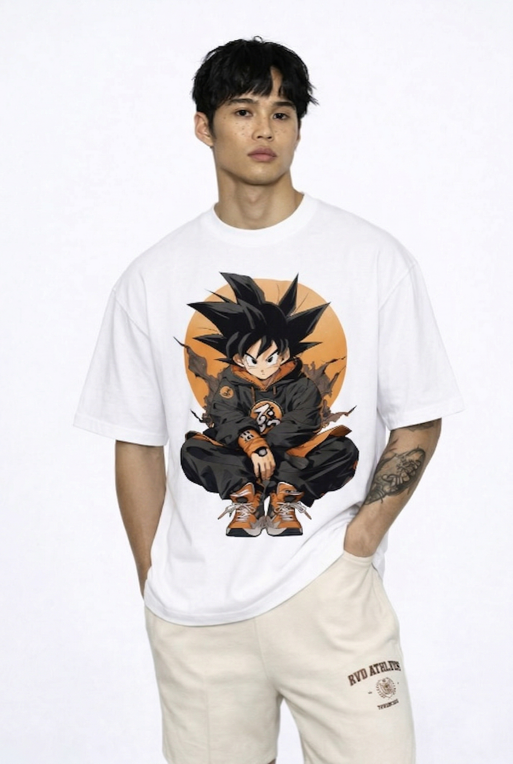 Urban Warrior Goku Oversized T-Shirt - Streetwear Anime Graphic Tee