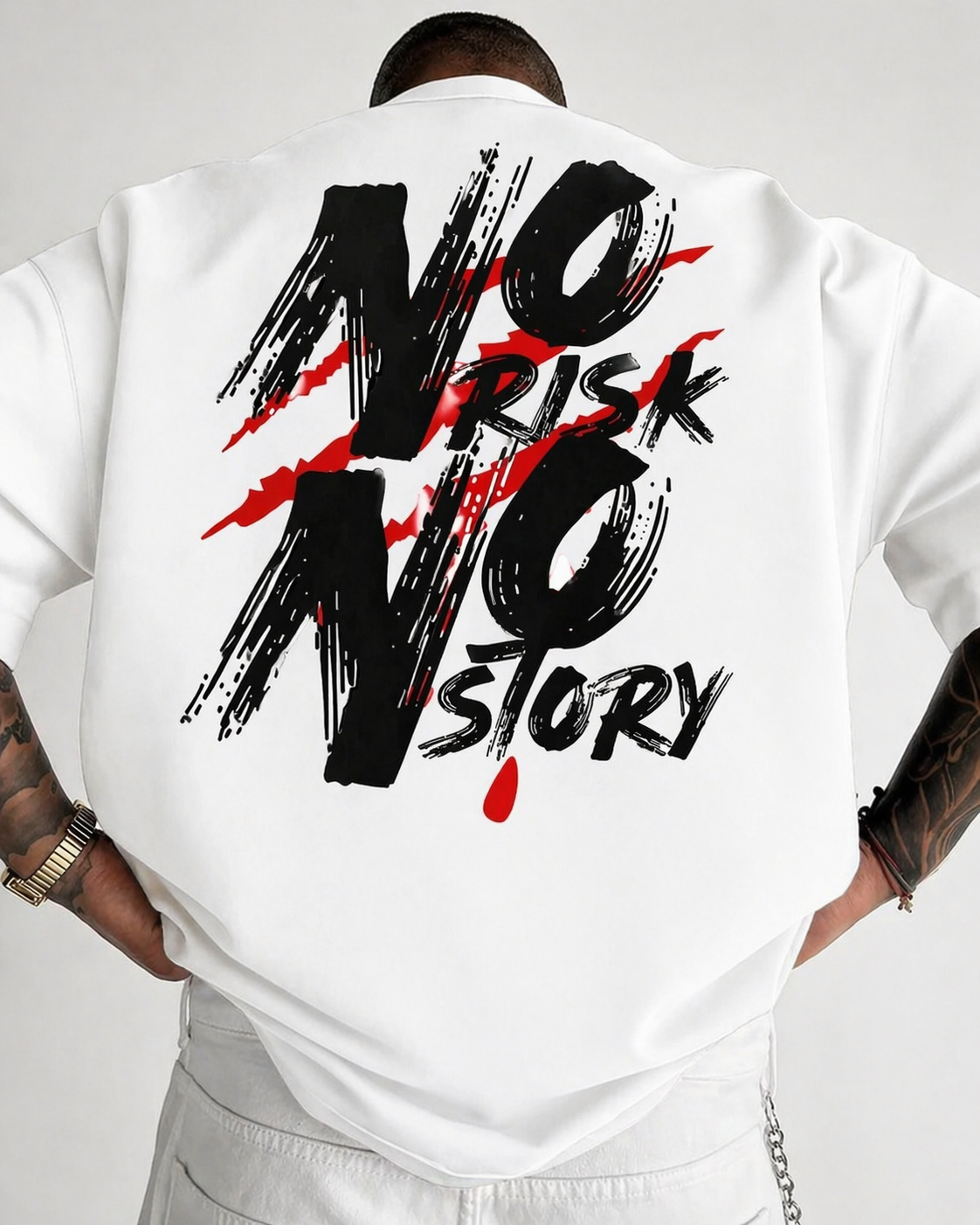 No Risk No Story Graphic T-Shirt – Bold Streetwear Attitude Tee for Men