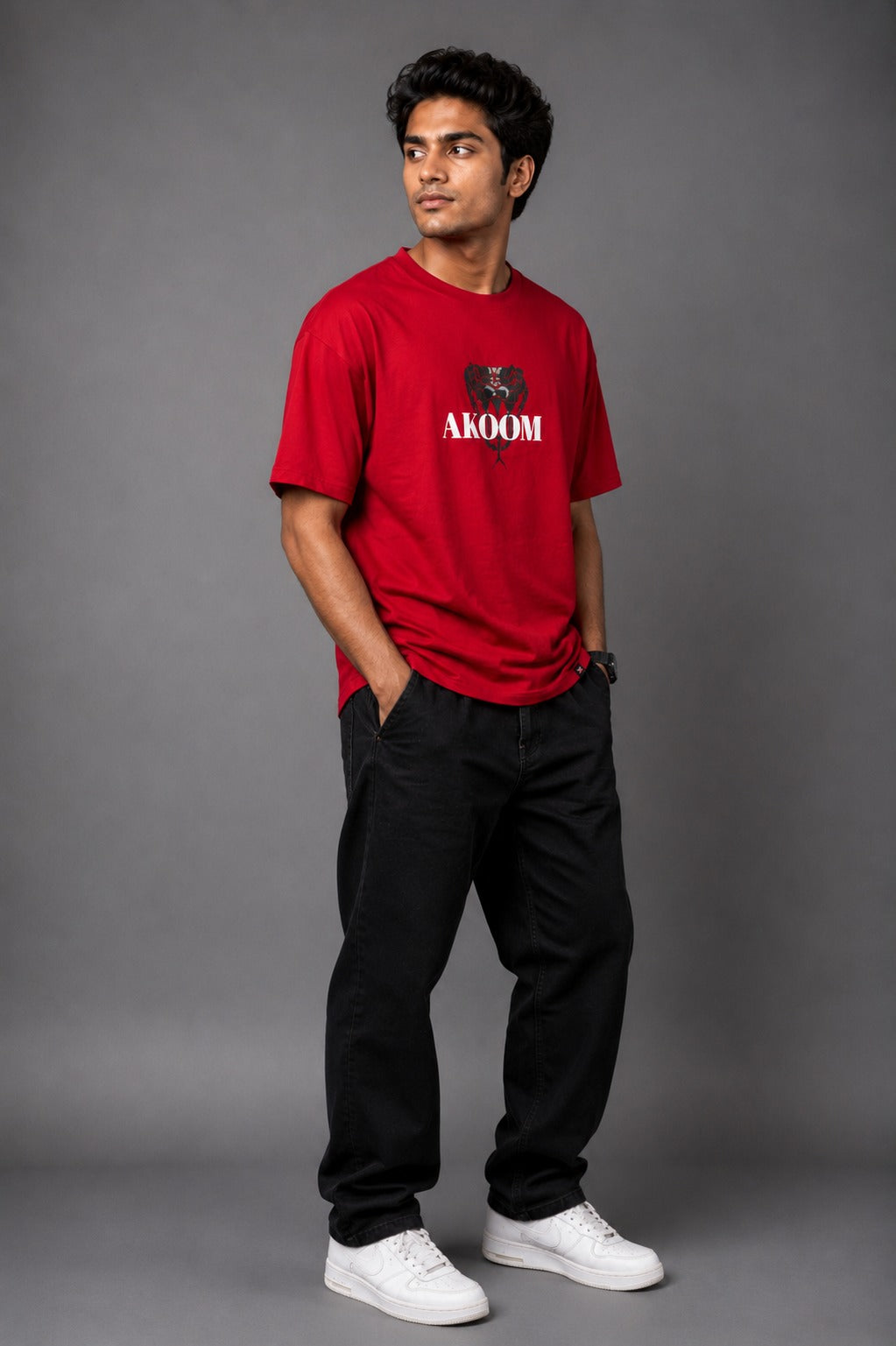 Akoom Black Oversized Unisex T-Shirt | Heavyweight Cotton | Signature Graphic Edition