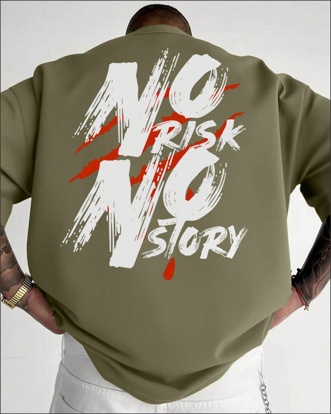 No Risk No Story Graphic T-Shirt - Bold Streetwear Attitude Tee for Men by Stitchvaults