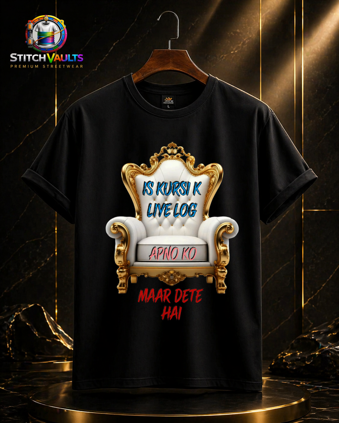 hindi quote graphic t-shirt - Is Kursi Ke Liye Log Apno Ko Maar Dete