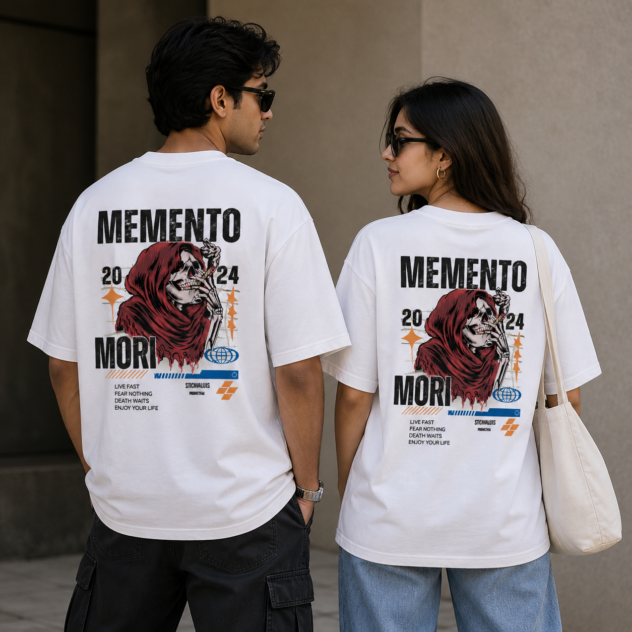 Memento Mori 2024 Streetwear Graphic - Grim Reaper Smoking Cigar