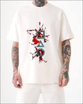 White t-shirt with PlayStation square triangle circle symbols graphic print