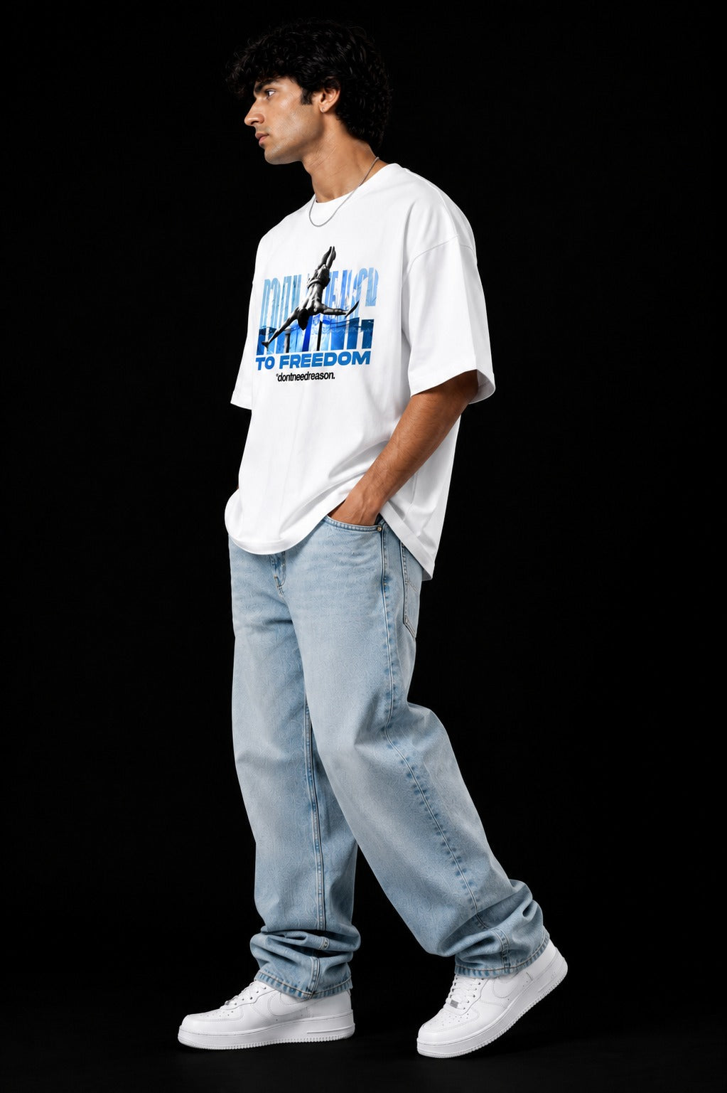 RUNNING TO FREEDOM™ Oversized Graphic Streetwear Tee – White Edition