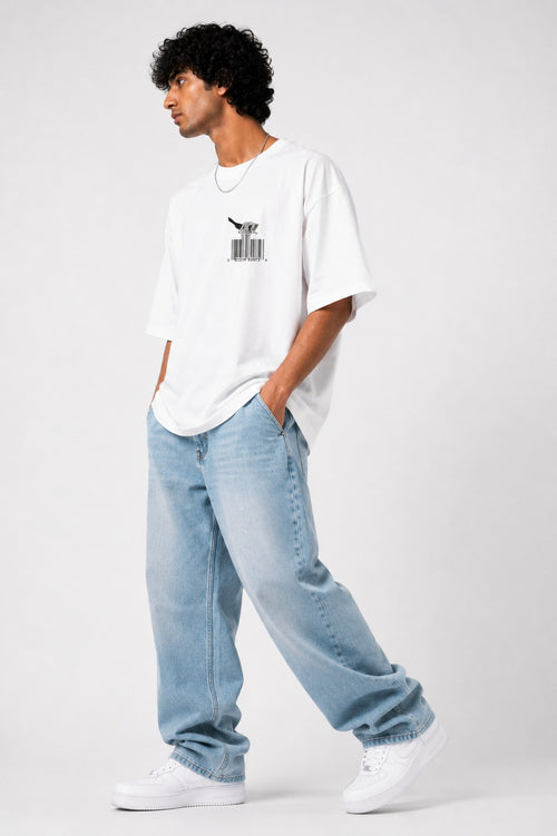 HUMAN BEING™ Oversized Minimal Streetwear Tee – White Edition