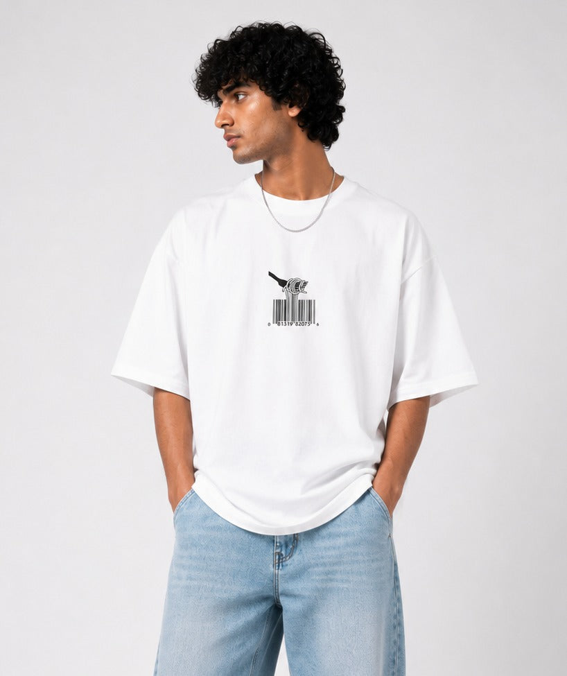 HUMAN BEING™ Oversized Minimal Streetwear Tee – White Edition