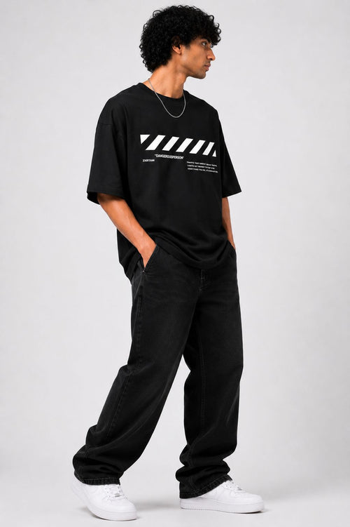 DANGEROUS PERSON™ Oversized Minimal Streetwear T-Shirt – Black