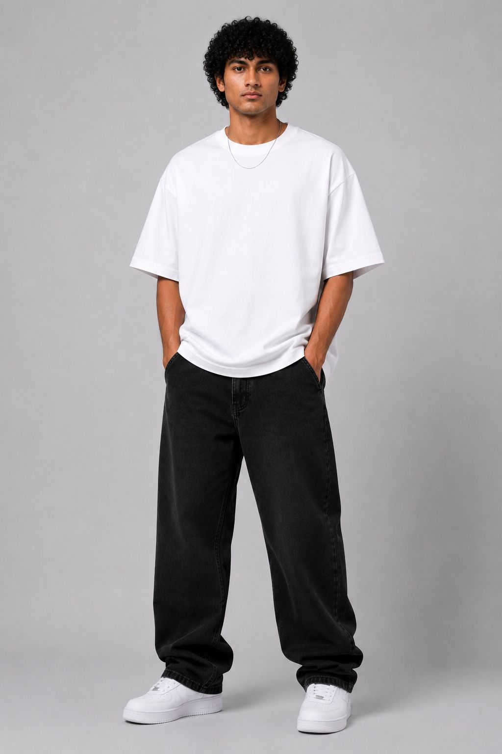 UNSAID™ Oversized Back Graphic Streetwear T-Shirt – White