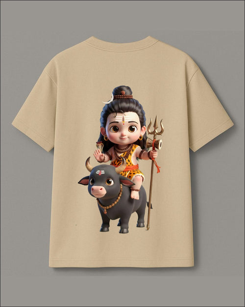 Baby Shiva Bal Shiv cartoon graphic t-shirt beige spiritual cute design