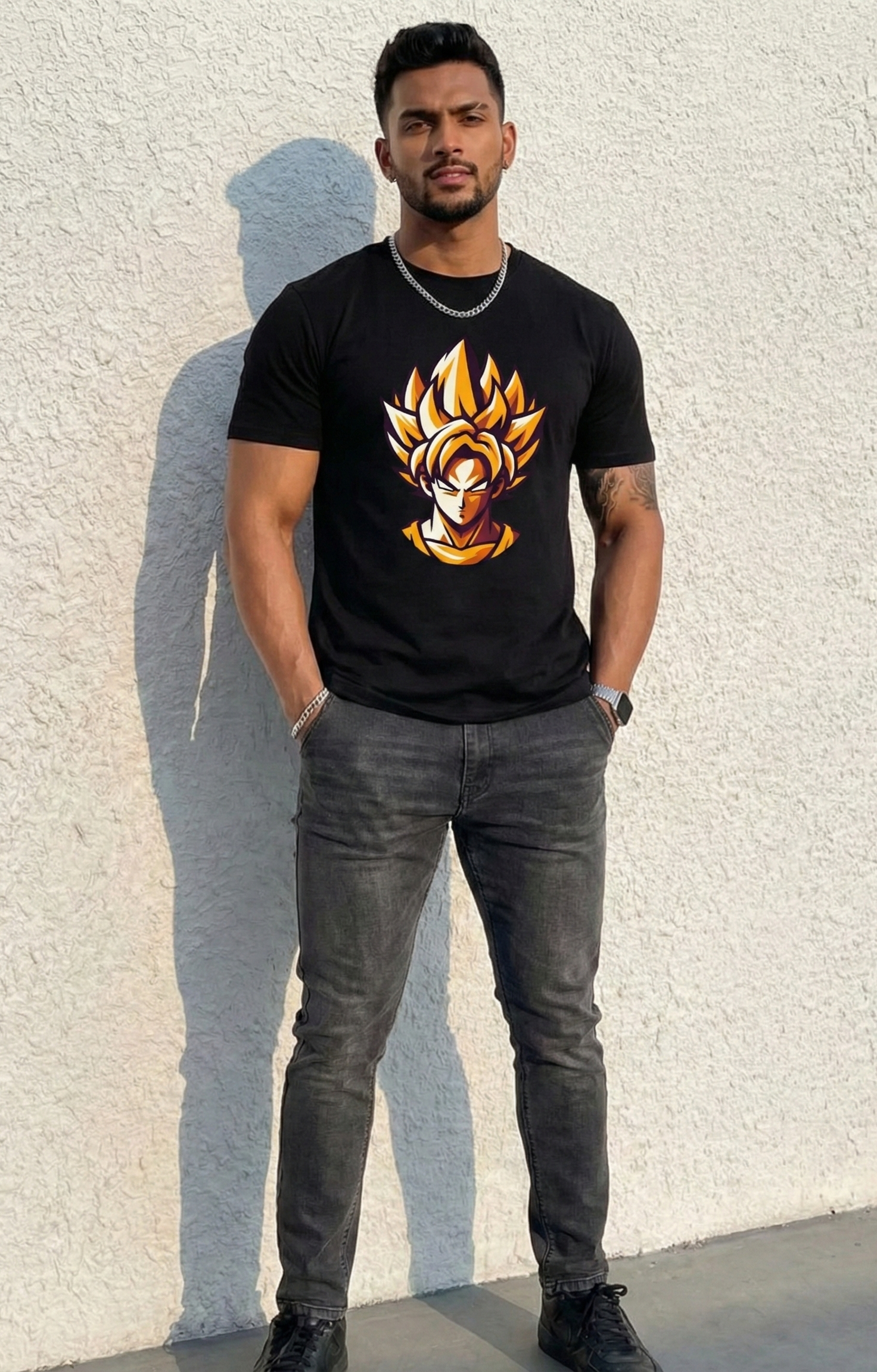 Anime Power Graphic T-Shirt – Warrior Energy Streetwear Tee for Men