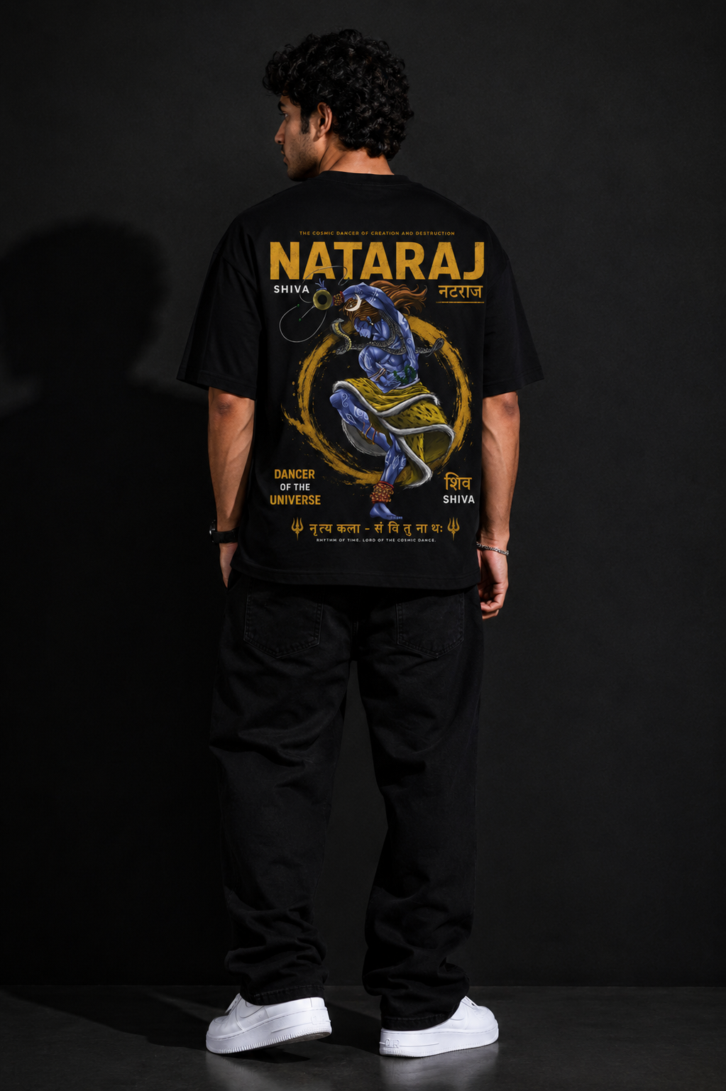 StitchVaults™ Nataraj Shiva Oversized Graphic T-Shirt for Men