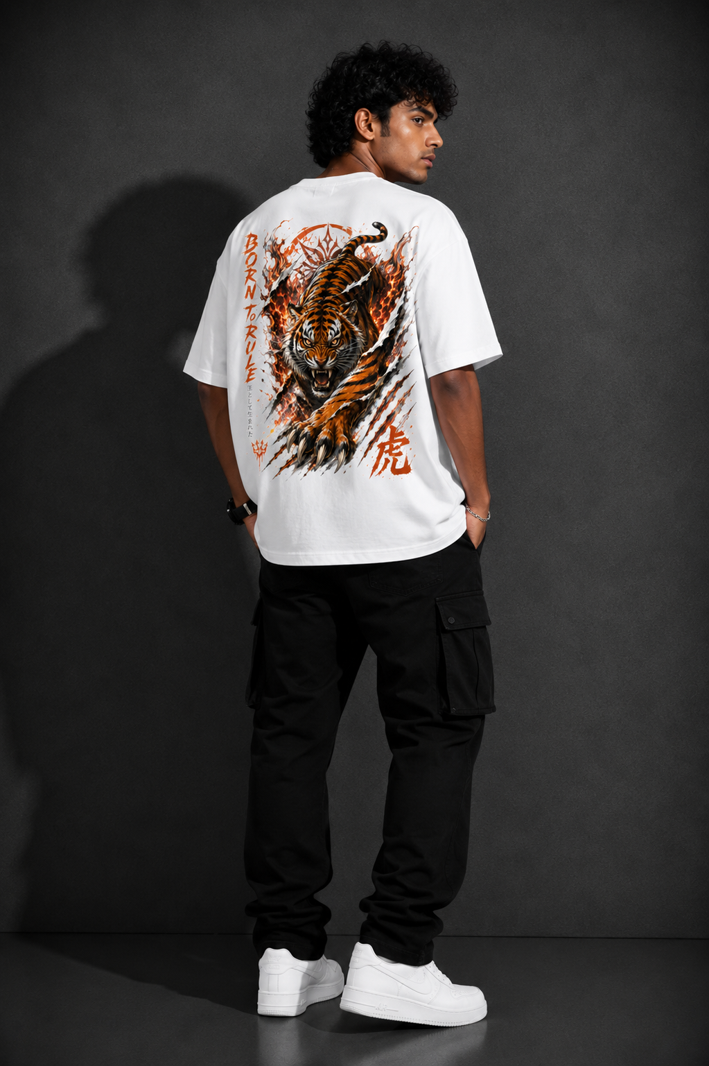 StitchVaults™ Born To Rule Tiger Oversized Graphic T-Shirt