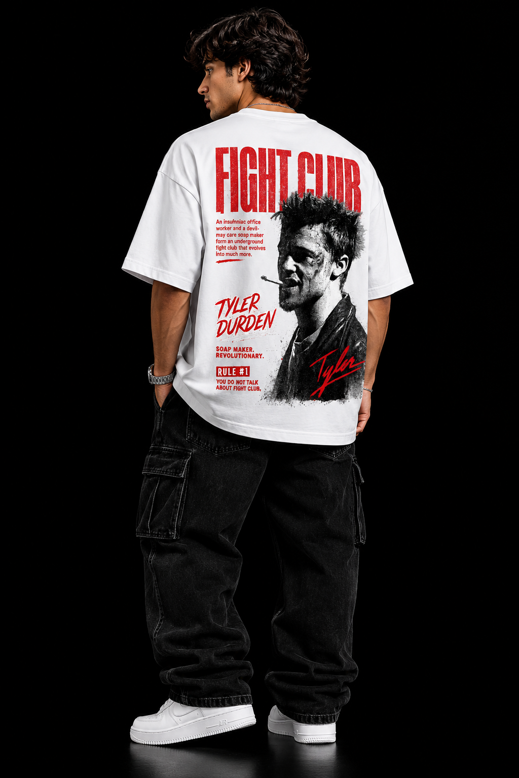 StitchVaults™ Fight Club Graphic Oversized T-Shirt – Rebel Edition