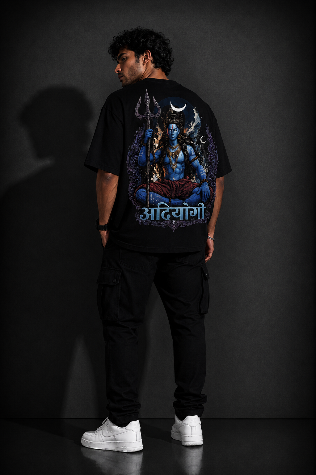 StitchVaults™ Adiyogi Oversized Spiritual Graphic T-Shirt for Men
