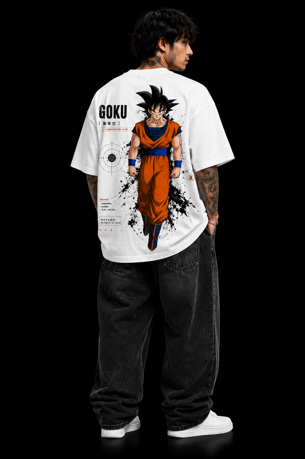 StitchVaults™ Goku Warrior Oversized Anime Graphic T-Shirt – Premium 220 GSM Cotton