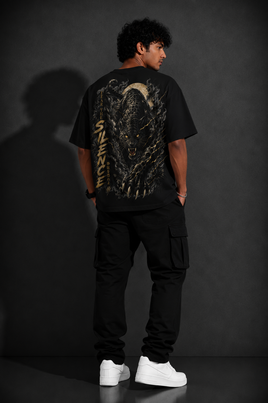 StitchVaults™ Fear The Silence Oversized Panther Graphic T-Shirt for Men