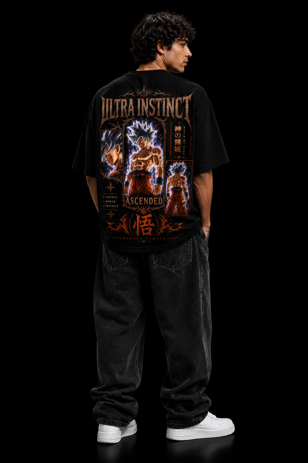 StitchVaults™ Ultra Instinct Ascended Oversized Anime Graphic T-Shirt – Premium 220 GSM Cotton
