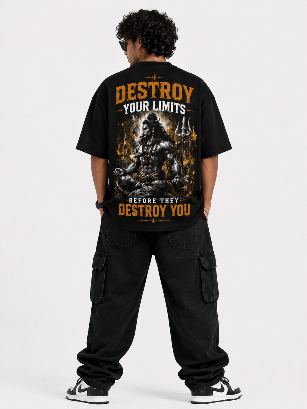 StitchVaults™ Destroy Your Limits Oversized T-Shirt – Lord Shiva Motivation
