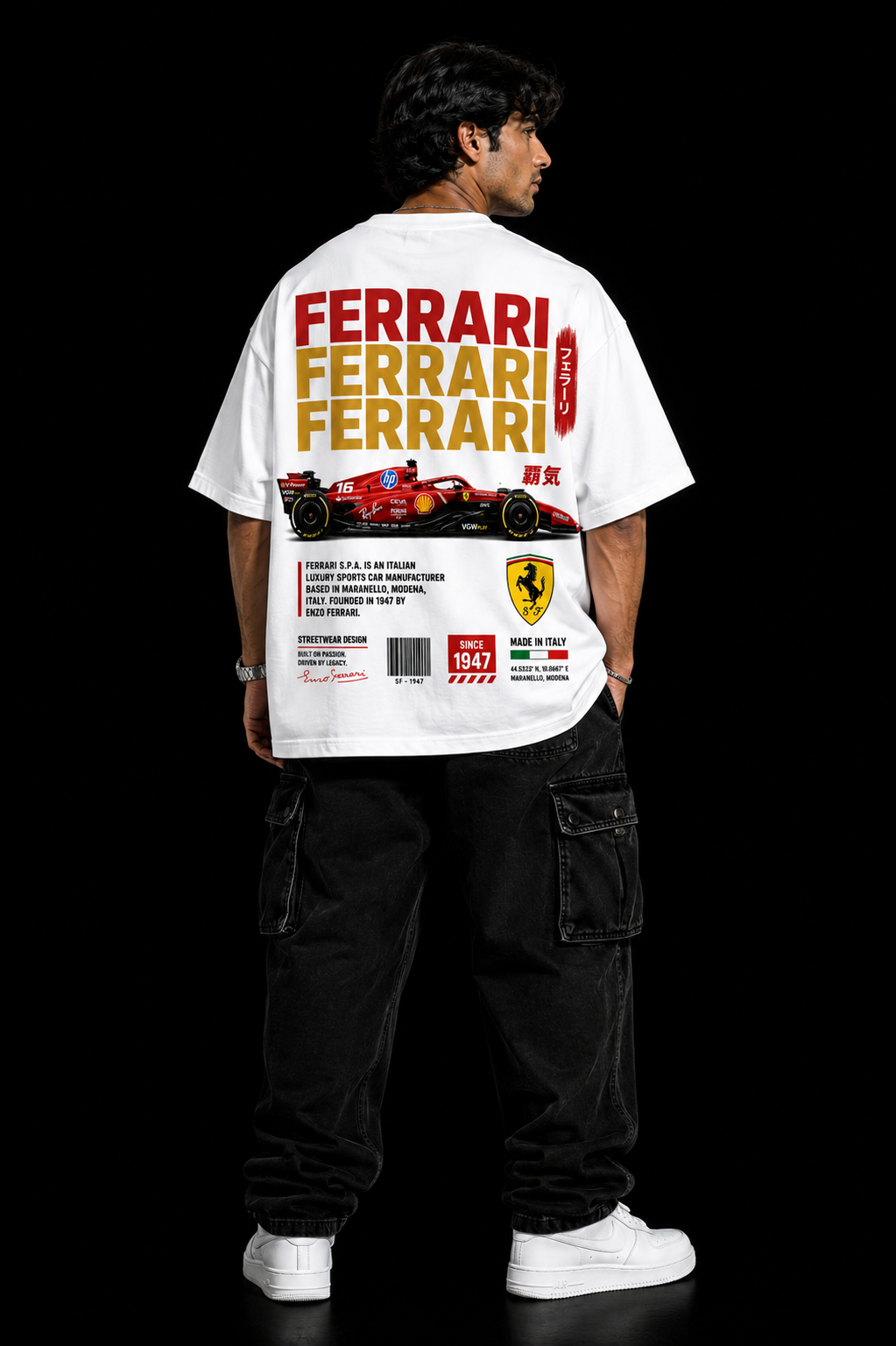 StitchVaults™ Ferrari Racing Legacy Oversized T-Shirt – Formula Performance Edition