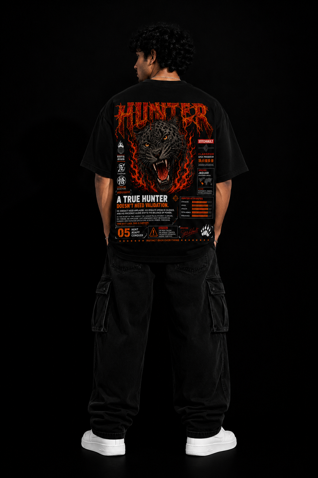 StitchVaults™ Hunter Instinct Oversized Graphic T-Shirt for Men