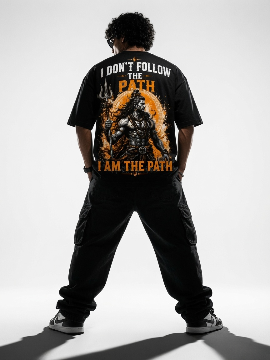 StitchVaults™ I Don't Follow The Path Oversized T-Shirt – Mahadev Edition